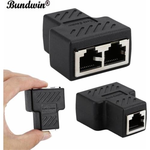 Bundwin 1*2 RJ45 LAN Splitter Ethernet Network Cable Female Connector Adapter