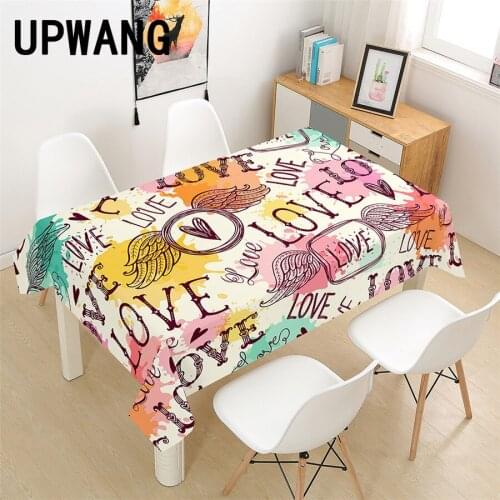 Valentines Day Love Tablecloth 3D Printed Table Cover Rectangular Tablecloth Wedding Birthday Party Kitchen Home Decor
