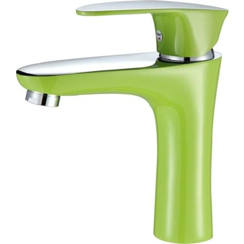 Bathroom Basin Faucet Modern Multi-color Copper Sink Faucet Single Lever Single Hole Hot and Cold Water Mixer Tap Orange Green