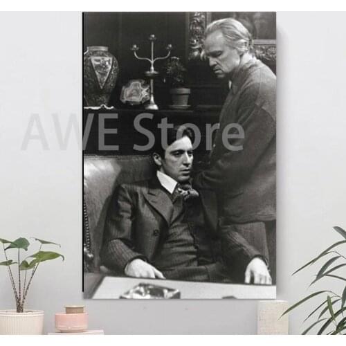 Modern Godfather Portrait Art Posters and Prints Al Pacino & Marlon Brando Canvas Paintings Wall Art Pictures for Living Room