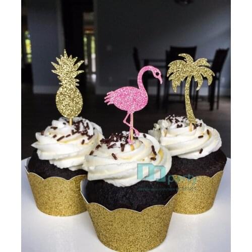 Pineapple Cupcake Toppers Tropical Theme Luau Decor Bridal Shower Cupcake Topper Birthday Baby Shower Cupcake Topper