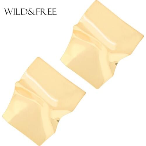 Wild&Free Trendy Gold Color Large Geometric Earrings For Women Oversized Big Stud Earrings Statement Earring Jewelry DropShip