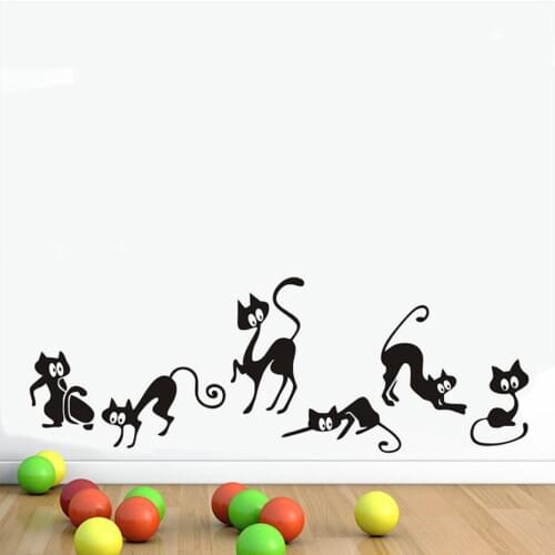 Funny Cats Wall Decals Animal Kitchen Wall Stickers Living Room Vinly Removable Home Decor Children Room Waterproof Decal