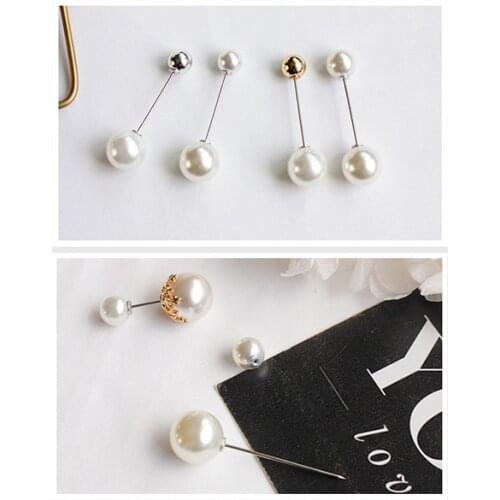 New Fashion Ladies Pins Simple And Versatile Double-headed Pearl Pin For Shirt Sweater Pin 2019 Brooches For Women