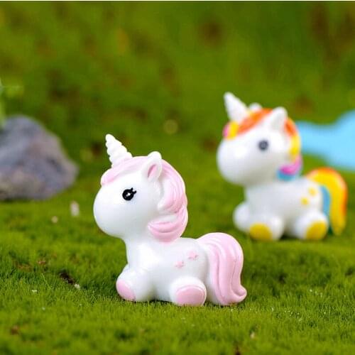 1 pcs 11 color rainbow unicorn animal miniature Garden modern fairy garden pop miniature figurines fairy garden