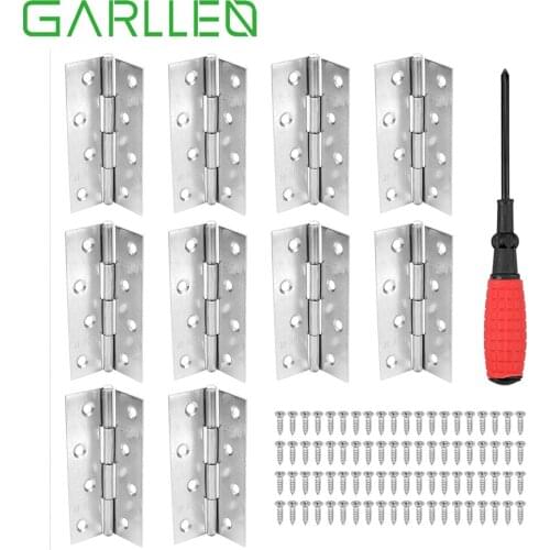 GARLLEN 10pc 3.5" Silver Door Hinge Stainless Steel Butt Hinge+80pc of Stainless Steel Screws+1 Screwdriver for Inner&Outer Door