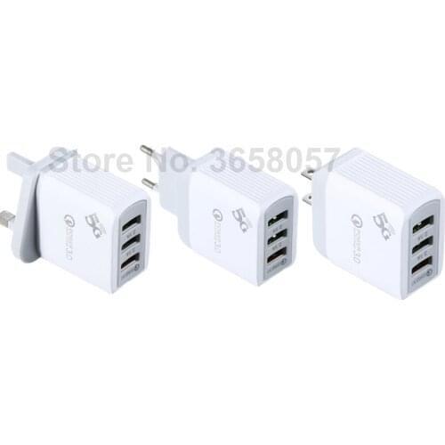 100pcs 5G Quick Charge 3ports USB Charger 2.1A QC3.0 UK EU US Fast Charging Wall Charger for Mobile Phone Charger