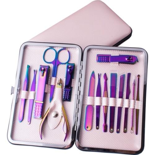 15pcs Stainless Steel Manicure Tools Set Nails Clipper Scissors Professional Pedicure Tool Kit Cuticle Pusher Nail Art Care Tool
