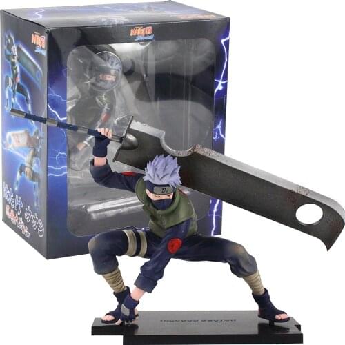 16cm Naruto Shippuden Anime Hatake Kakashi with Sword Weapoon Sit Dowm Ver. PVC Action Figure Model Toy Kids Gift Brinquedos