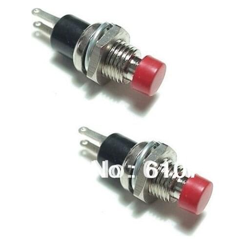 20PCS AC 250V 1A 2 Pin SPST Off/(On) NO Normally Open PBS-110 Mini Momentary Spring Return Push Button Switches Red Green Head