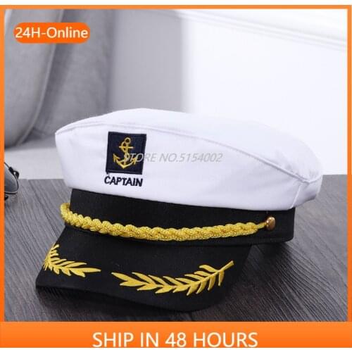 2020 Hot Adult Yacht Military Hats Boat Skipper Ship Sailor Captain Costume Hat Adjustable Cap Navy Marine Admiral for Men Women