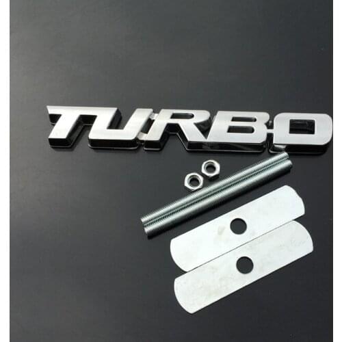 3D Chrome Metal Turbo T Car Auto Front Grill Grille Emblems Badge Decal Sticker