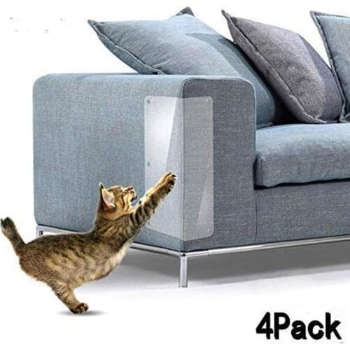 4pcs Cat Scratch Guards Sofa Protector Paw Pad Corner Guard Deterrent Pad Furniture Flexible Vinyl Fit Leather Sofa Couch Door