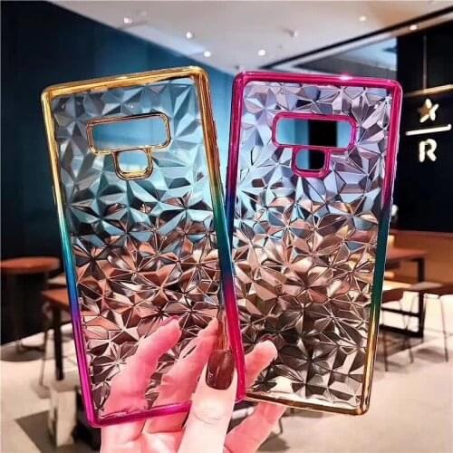 50pcs/lot For Samsung A9 star J4 J6 Electroplate Gradient Diamond Soft Case For Samsung S10 lite Note 9 S9 plus A7 J2 pro 2018