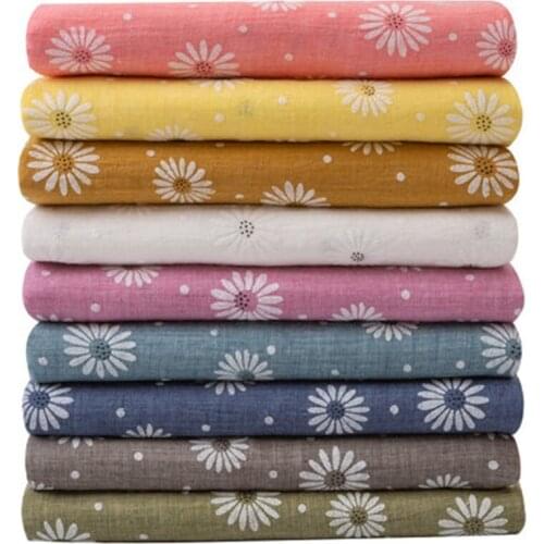 50x140CM Fresh Small Sunflower Print Thin Fabric Relief Floral Polyester Cotton Fabrics Sewing Clothes DIY Handmade Accessories