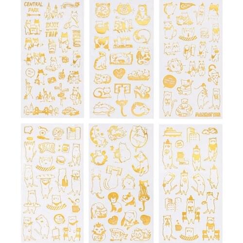 6Sheets UV Epoxy Resin Filling Material Cute Cats Stickers Resin Mold Decorative