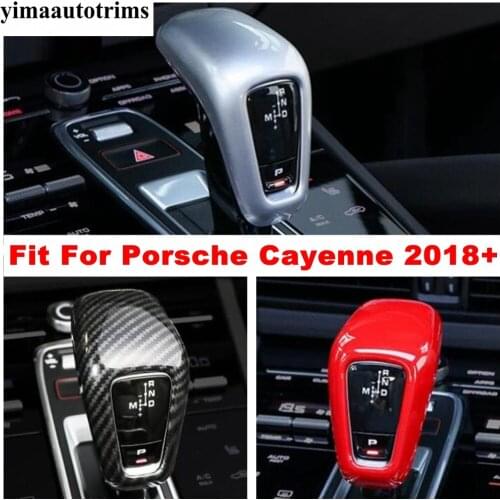 ABS Carbon Fiber Look Accessories Gear Shift Head Handle Knob Cover Trim Interior Kit For Porsche Cayenne 2018 2019 2020 2021
