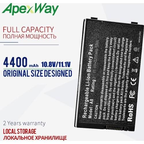 4400mAh Battery For Asus A32-A8 15G10N345800 90-NF51B1000 90NF51B1000 B991205 A72DY A72JT A72JU A8 A8000 A8Le A8A A8J A8T A8Tc