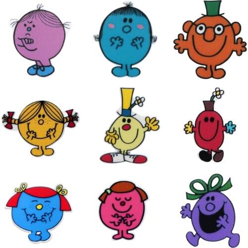 Cartoon Character Cute Boys and Girls Glitter Acrylic Flatback Planar Resins DIY Sew Bow-knot Phone Case Decoration,5Yc19476