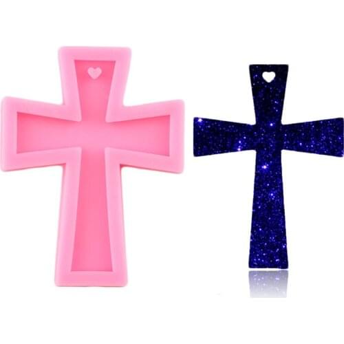 Shiny Glossy Cross Shape Silicone Keychain Mold Jewelry Making Necklace Epoxy Resin Molds DIY Handmade Custom Charms Mould