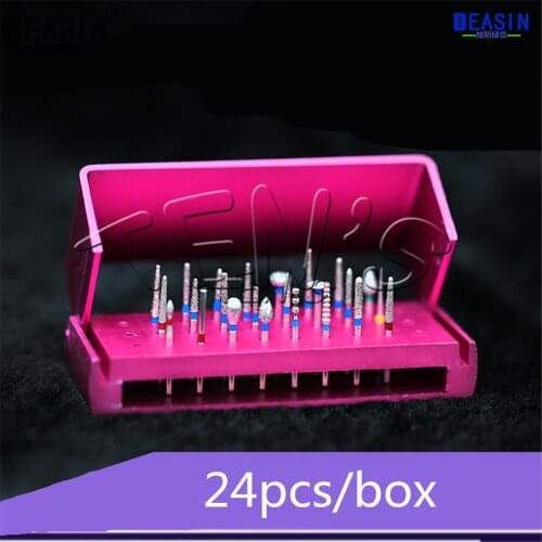 24pcs/box Dental diamond burs drill bit diameter-burs for high speed handpiece medium dentist tools dental laboratory