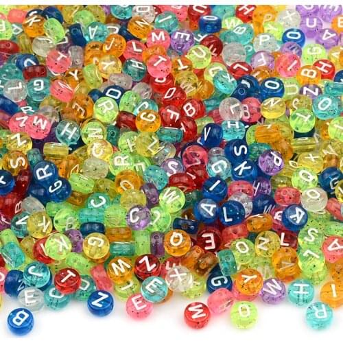 100pcs/lot Candy Color Acrylic Beads Spacer Letter Beads For Jewelry Making DIY Accessories Bracelet Necklace