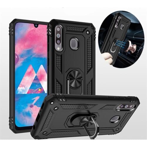 For Samsung Galaxy A2 Core A90 A80 A60 Case Silicon Armor Shockproof Cover For M30 A10E A20E Metal Ring Magnetic Car Holder Case