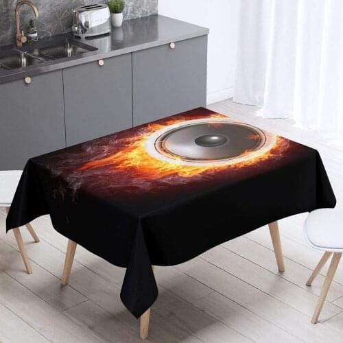 Rock Music Themed Table Cover for Kitchen Dining Room Chic Musical Pattern Tablecloth