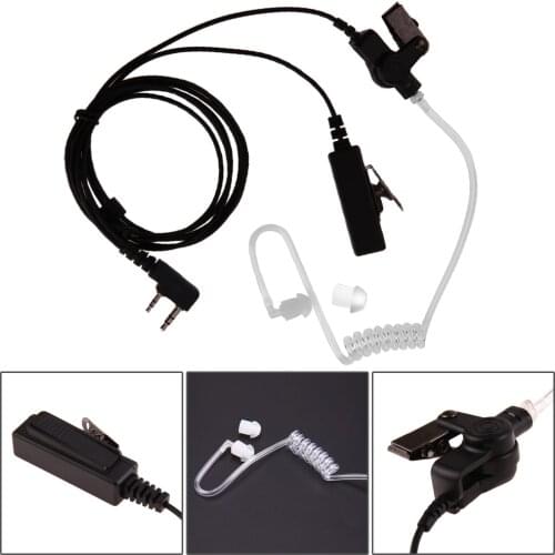Black 2 Pin Security Agent Earphones Covert Acoustic Tube Earpiece Headset Mic Microphone Earphone for Baofeng Kenwood UV-5R New