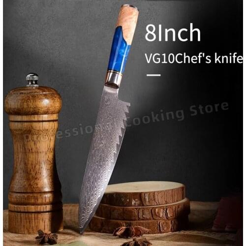 Stainless steel Damascus chefs knife Slicing knife Household kitchen knife Meat cleaver Cooking knife