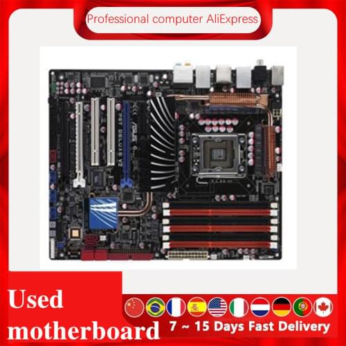 For ASUS P6T Deluxe V2 Used original motherboard Socket LGA 1366 DDR3 X58 X58M Desktop Motherboard