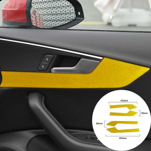 For Audi A4L 2017+ Alcantara Suede Wrap Car Door Hand Panel Strip Cover Trim Door Handles Stickers Internal Accessories Styling