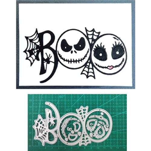 Two skulls and spider web 2021 Halloween Easter card metal cutting dies craft template diy scrapbook paper photo album embossing