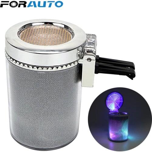 FORAUTO LED Car Ashtray Cigarette Cigar Ash Tray Container Smoke Ash Cylinder Smoke Cup Holder Storage Cup Auto Accessories