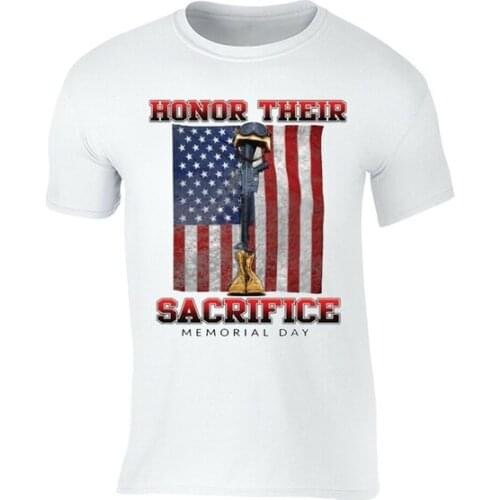 Honor Sacrifice T-Shirt POW MIA Military Memorial Army American Flag Tshirt Whit