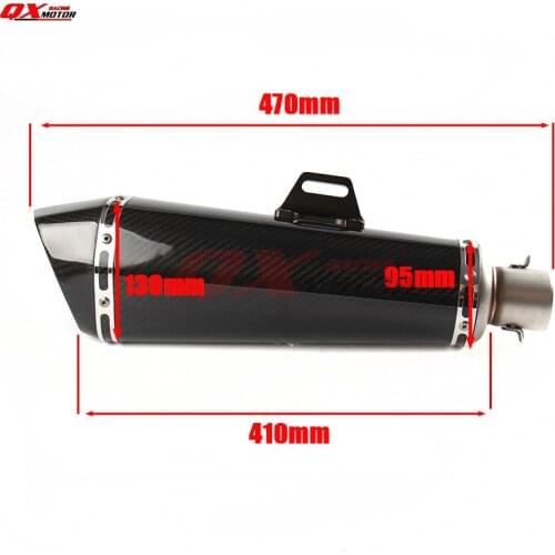 470mm Length Inlet 50mm Carbon fiber Exhaust Mufflers Pipe For Scooter Motocross Enduro Supermoto Off road Motorcycle Modified