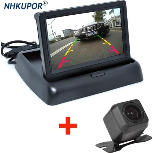 HD Foldable Car Rear View Monitor Reversing 4.3 Inch LCD TFT Display with Night Vision Backup Rearview Camera for Vehicle