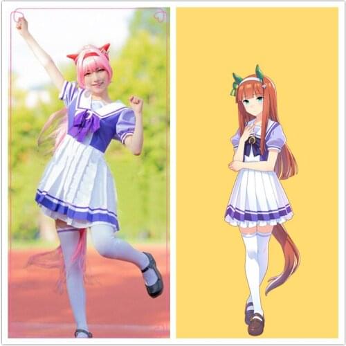 Game Umamusume Pretty Derby Cosplay Costume Silence Suzuka School Uniform Sailor Suits Stage Performance Halloween Fancy Dress