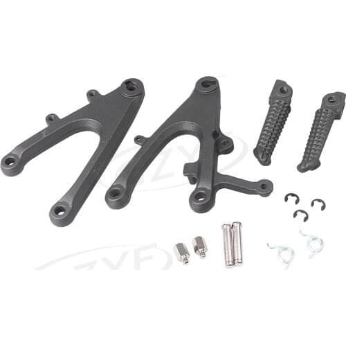 Motorcycle Front Rider Footpegs Footrest Brackets Set Assembly For YAMAHA YZF R1 2004 2005 2006 / YZF-R1 04 05 06 Black