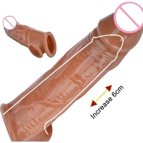 Male Dildos Condom Penis Cock Ring Delay Ejaculation Reusable Stimulate Penis Sleeve Male Enlargement Dick Extender Sex Toys