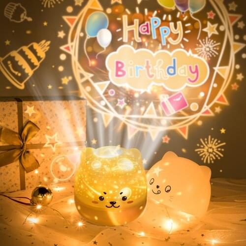 Music Projector Universe Starry Sky Lamp Rotation USB Charging Multicolor Mermaid Child Baby Birthday Gift Cat Shape Night Light