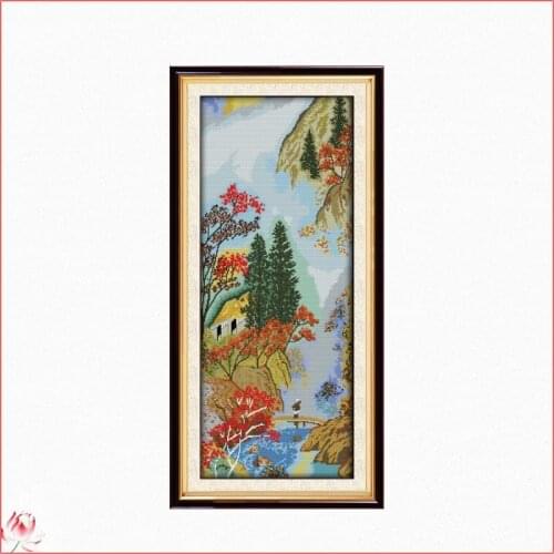 Joy Sunday Cloud In The Hills Printed Cross Stitch Kit 14CT 11CT Canvas Fabric Embroidery Kit DIY Pattern Sewing Set Home Deco