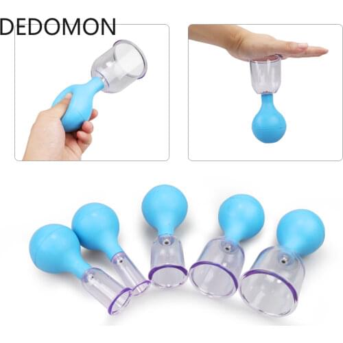 5 Size Vacuum Cupping Cups Set Rubber Head Glass Anti Cellulite Massage Chinese Therapy Face Cupping Set Cans For Health Massage
