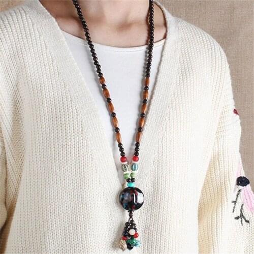 National Style Sweater Chain Accessories All-matching Retro Long Necklace Pendant For Women Party Jewelry Gift Classic