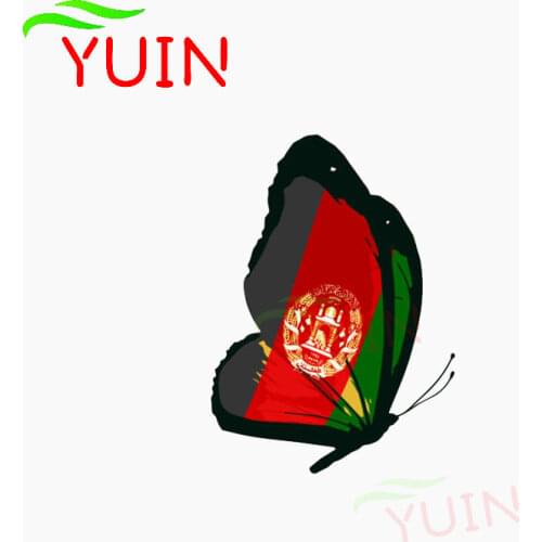 Fashion Afghanistan Flag Butterfly Car Sticker Motorcycle Auto Accessories PVC Bumper Window Decoration Waterproof Decal 11*8cm