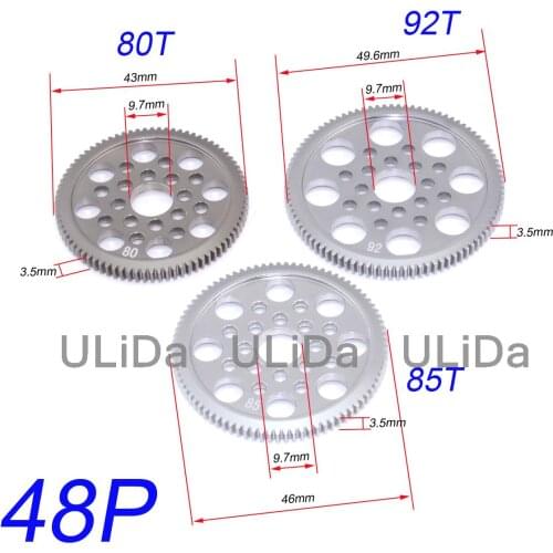 New Metal 48P Spur Gear 80T / 85T / 92T 7075 For 1/10 RC 3Racing Sakura D3 CS S XI XIS Drift Car