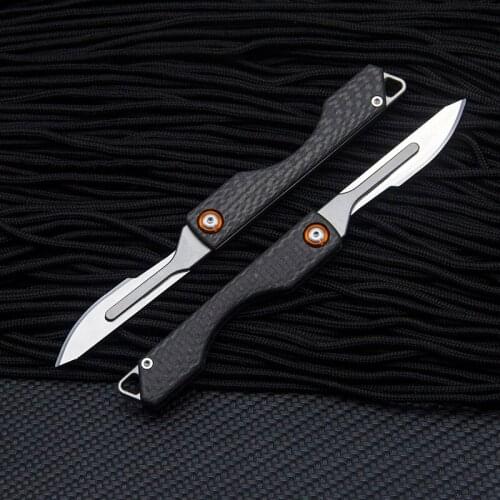 New Arrival Pocket Knife utility knife Carbon Steel blade Carbon Fiber Handle Mountain Climbing Hunting tool