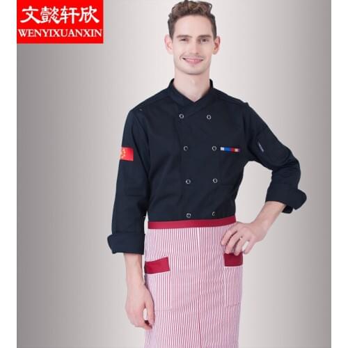 New Arrival Chef Wear Long Sleeved Adult Fashion Chef Jacket Male Hotel Kitchen Work Clothing Restaurant Uniforms B-6263