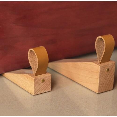 1Pcs Nordic solid wood anti-collision door stop Wooden door stopper Heighten creative door stop Door stopper Wooden door Top