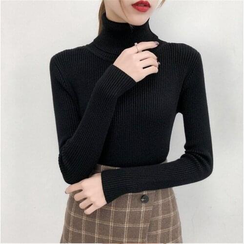 2021 Autumn Winter Knitted Jumper Tops turtleneck Pullovers Casual Sweaters Women Shirt Long Sleeve Tight Sweater Girls